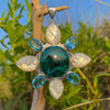 Blue Topaz, Pearl & Azurite Sunburst Pendant