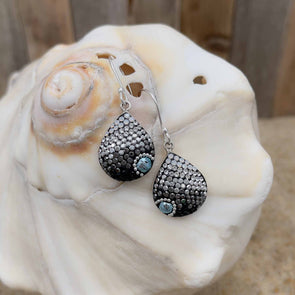 Artisan Handset Silver Crystals Teardrop Earrings