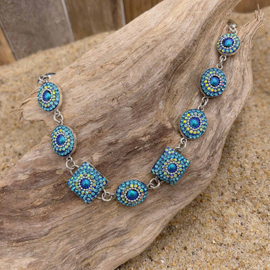 Artisan Handset Crystals Turquoise Bracelet