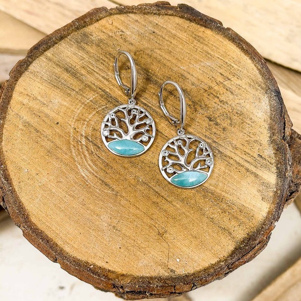 Alamea Larimar Coral Earrings