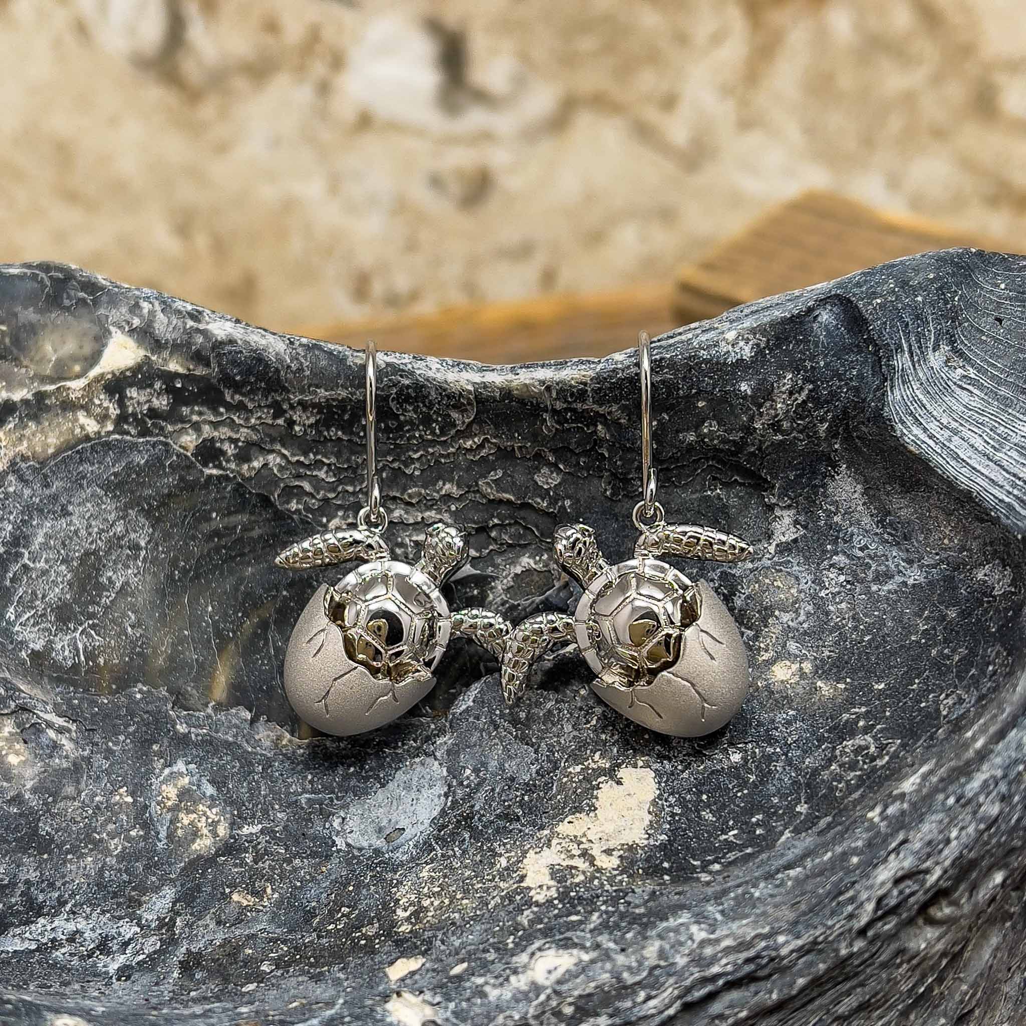 Sterling Silver Shell Sea Turtle Earrings Sterling Silver Shell Sea Turtle Earrings