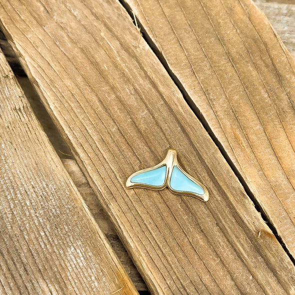 Alamea Larimar Gold Whale Tail Pendant