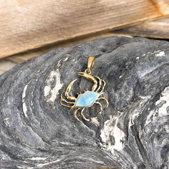 Alamea Larimar & Gold Crab Pendant