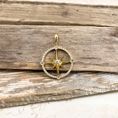 Alamea Diamond & Gold Large Compass Pendant