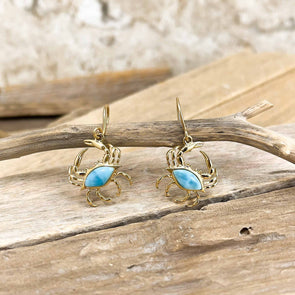 Alamea Larimar & Gold Crab Earrings