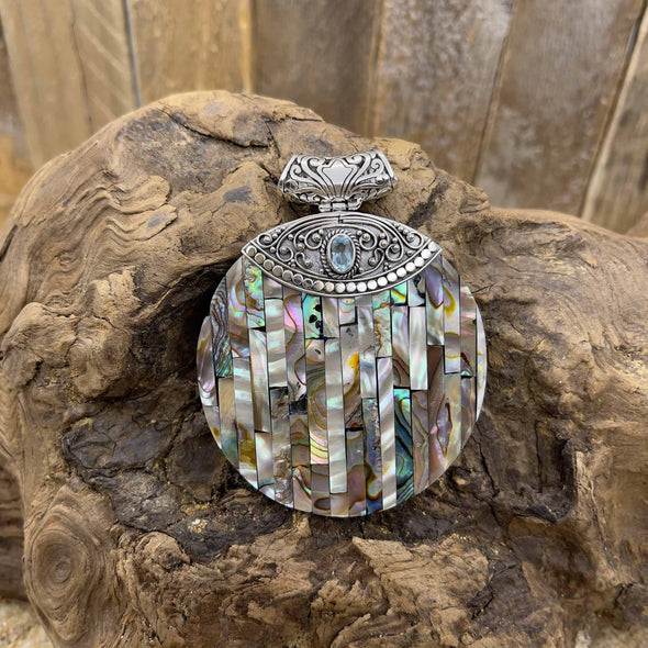 Inlay Abalone with Blue Topaz Pendant