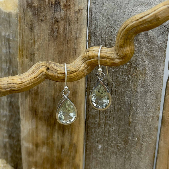 Green Amethyst Teardrop Earrings