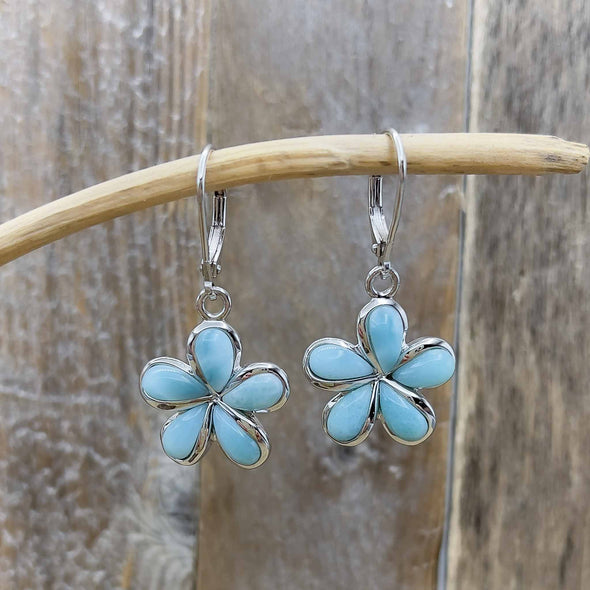 Alamea Larimar Plumeria Earrings