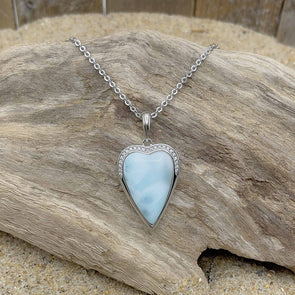 Alamea Larimar Skinny Heart Necklace