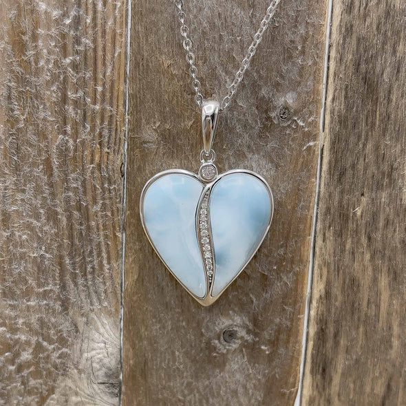 Alamea Larimar Split Heart Necklace