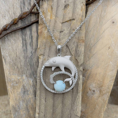 Alamea Larimar Dolphin Swirl Necklace