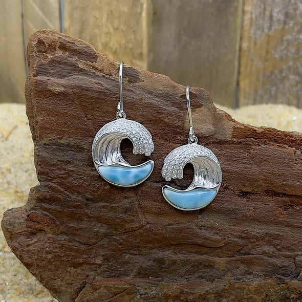 Alamea Larimar Wave Pave Earrings