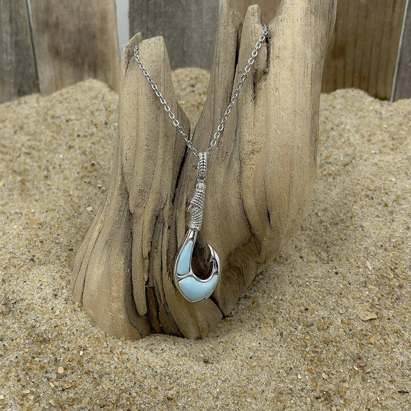 Alamea Larimar Large Fish Hook Necklace