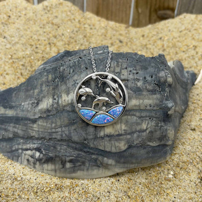 Alamea Opal Dolphin Waves Pendant