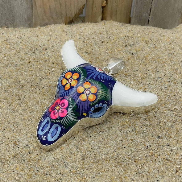 Charles Albert® Hand Painted Ceramic Cow Skull