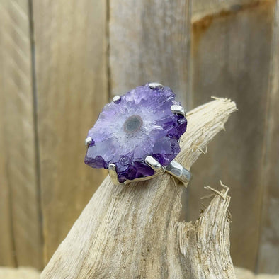 Prong Set Amethyst Slice Ring