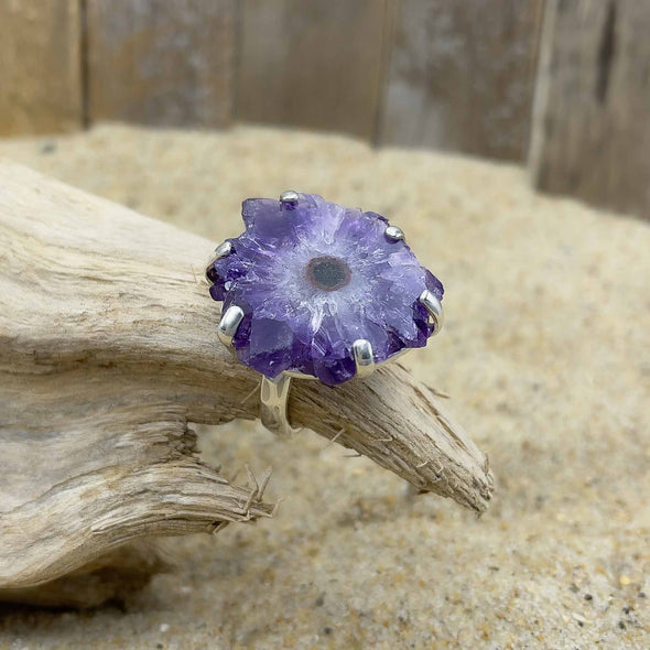 Prong Set Amethyst Slice Ring