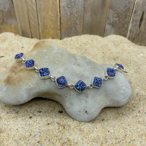 Blue Square-on-point Druzy Bracelet