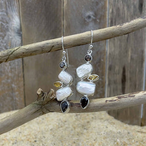 Topaz and Pearl Dangle Earrings