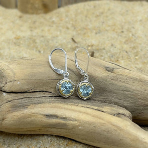 Small Blue Topaz Dangle Earrings