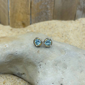 Small Blue Topaz Post Earrings