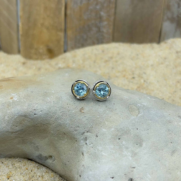 Small Blue Topaz Post Earrings