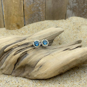 Small London Blue Topaz Post Earrings