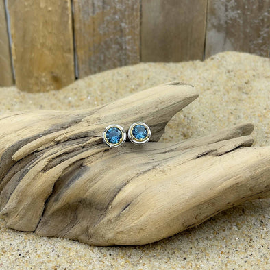 Small London Blue Topaz Post Earrings