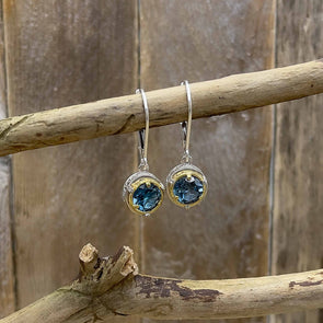 Small London Blue Topaz Dangle Earrings