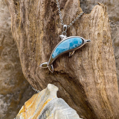 Alamea Larimar Large Dolphin Necklace