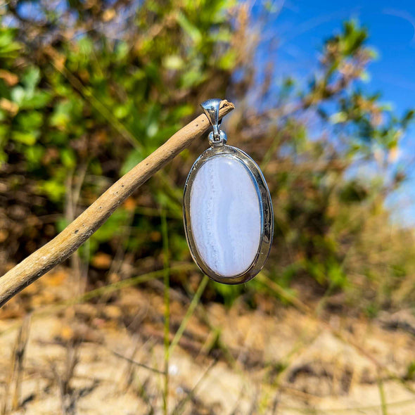 Blue Lace Agate Oval Pendant