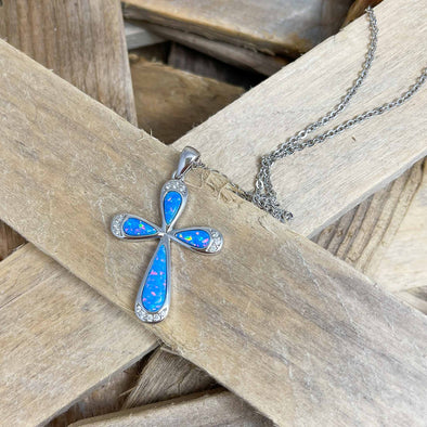 Opal Rounded Cross Necklace – Holyland Marketplace