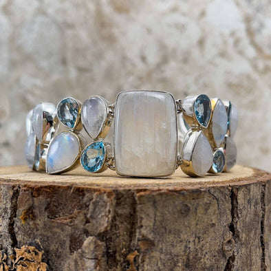 1ct blue moonstone engagement ring rose gold 14K/18K diamond wedding b –  Ohjewel