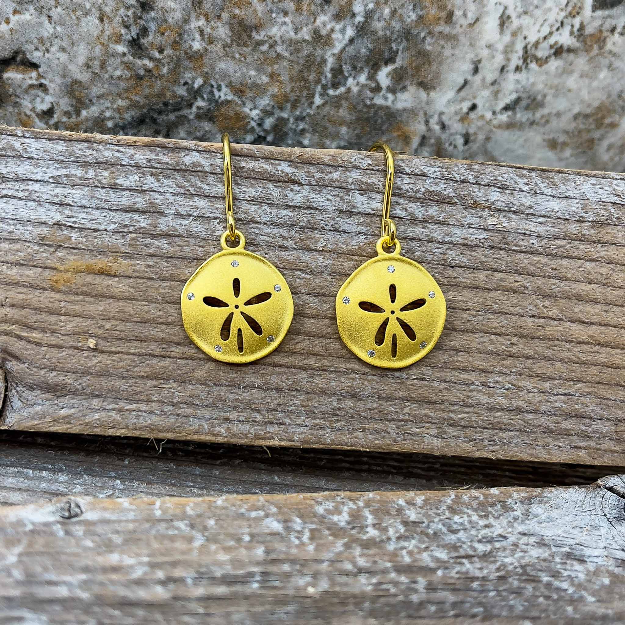 White gold clearance sand dollar earrings