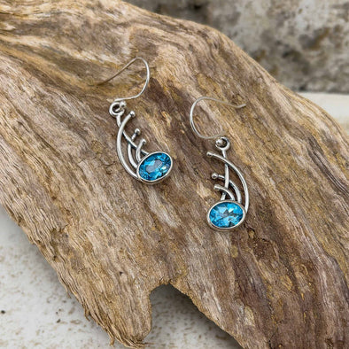 Blue Topaz & Sterling Dangle Earrings