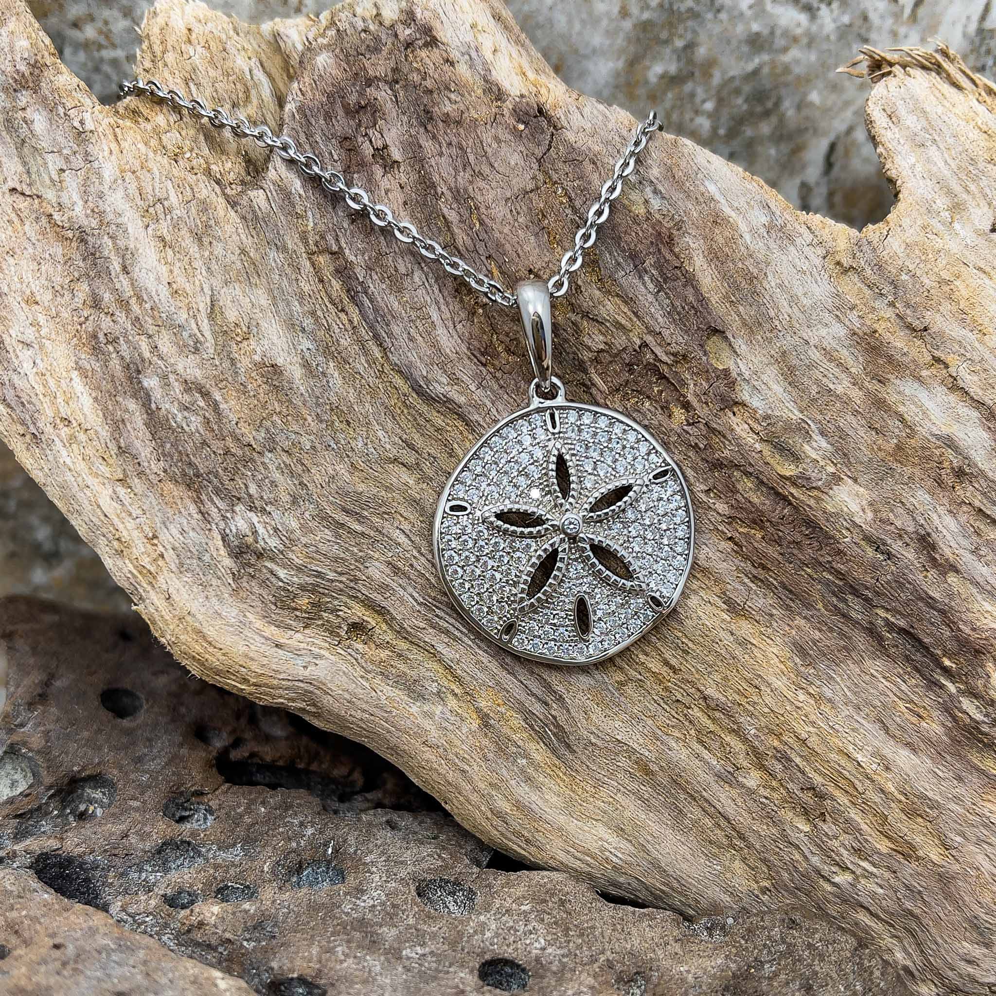 Lab-Created Sapphire Sand Dollar Necklace Sterling Silver | Kay Outlet