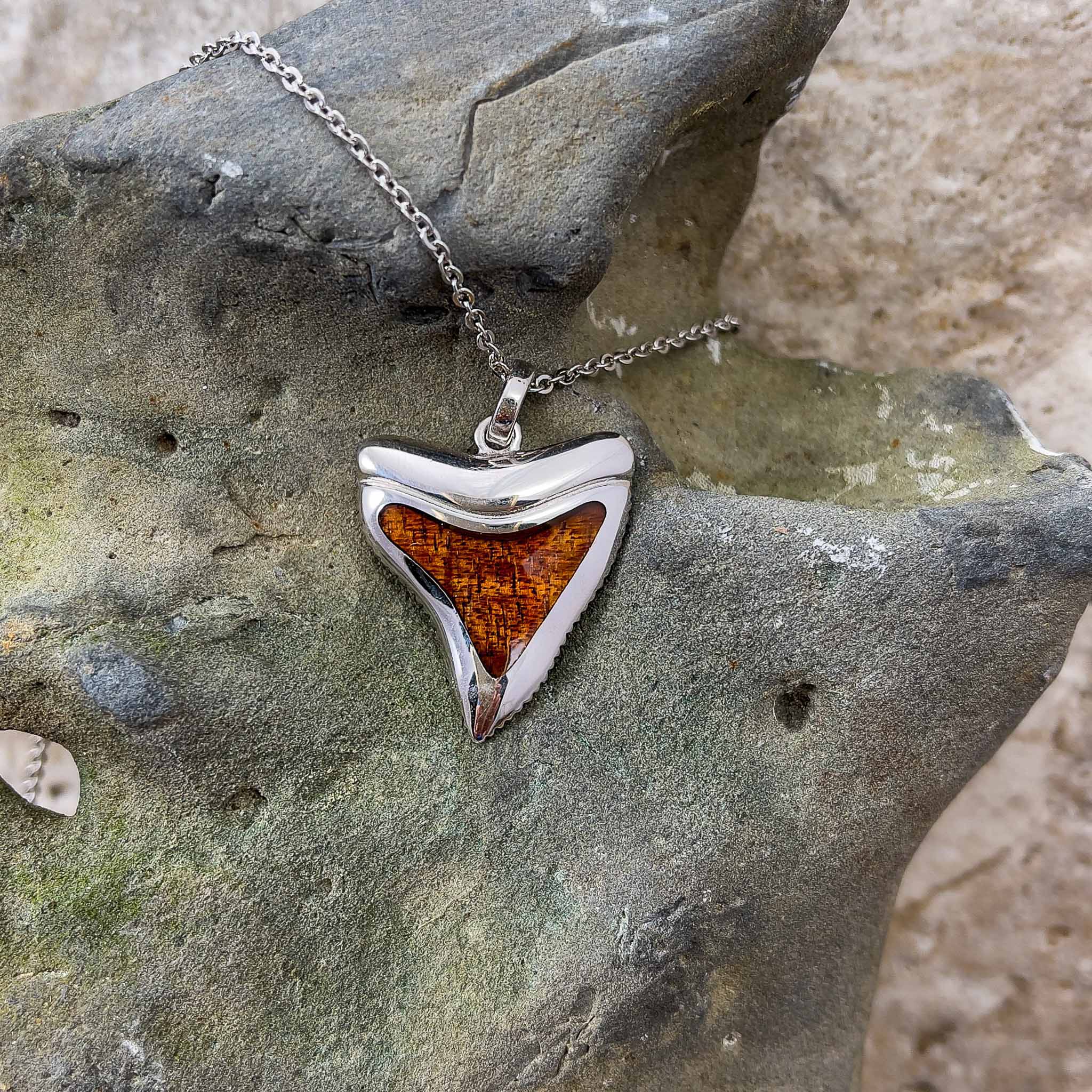 Tiger Tooth CZ Pendant Necklace