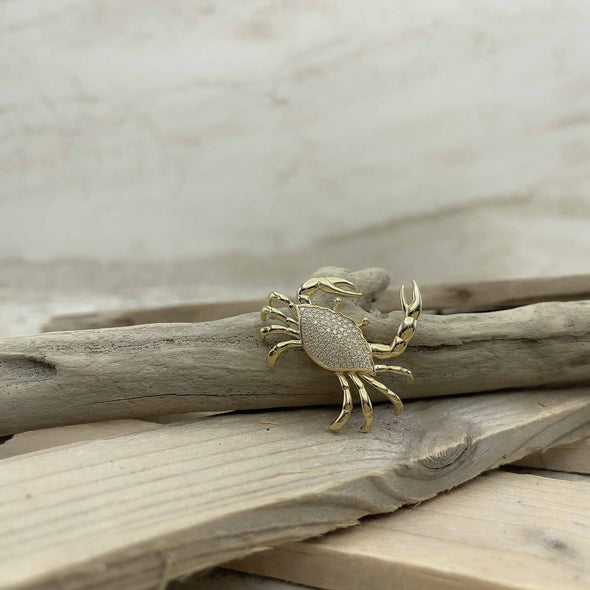 Alamea Gold & Diamond Blue Crab Pendant