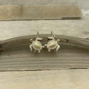 Alamea Gold & Diamond Sea Turtle Earrings