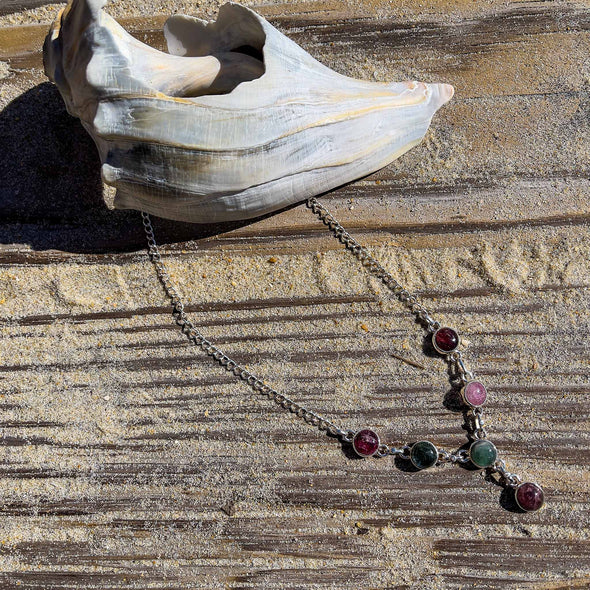 Green and Pink Tourmaline Necklace