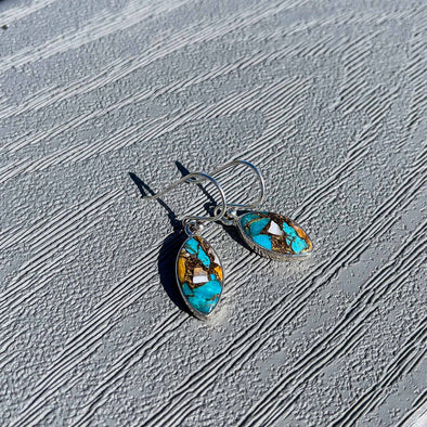 Spiny Oyster, Turquoise and Copper Earrings
