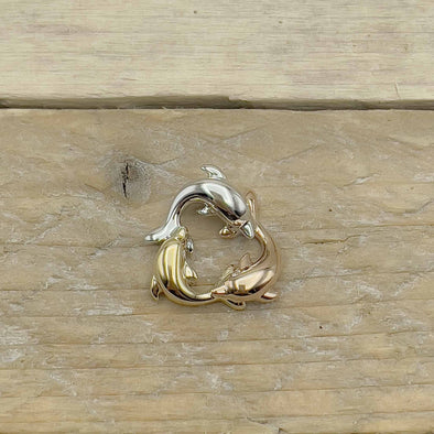 Alamea Three Gold Small Dolphins Necklace