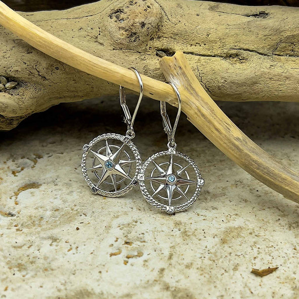 Sterling Silver Compass Rose Earrings