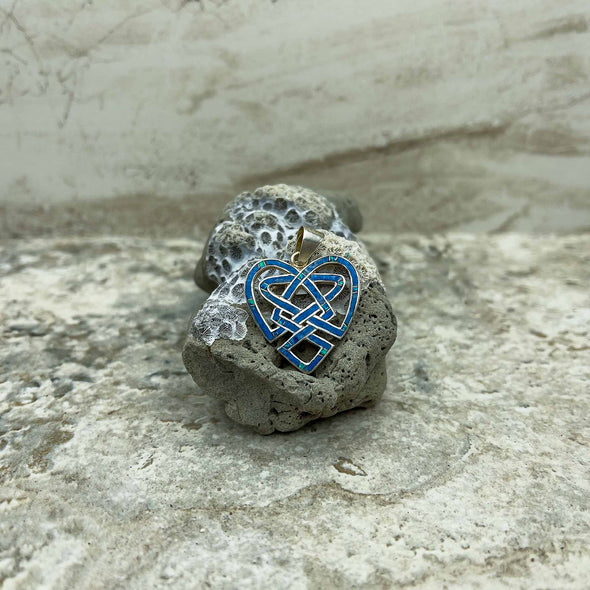 Turquoise Irish Love Knot Heart Pendant