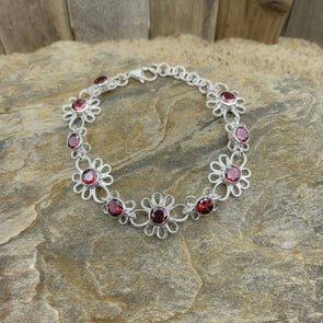 Garnet Flower Bracelet