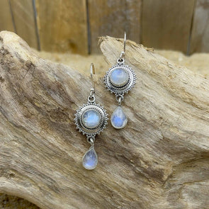 Delicate Dots Moonstone Earrings
