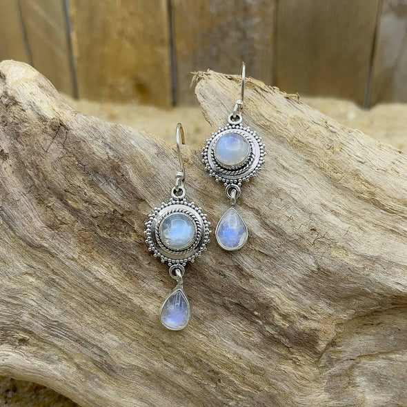 Delicate Dots Moonstone Earrings