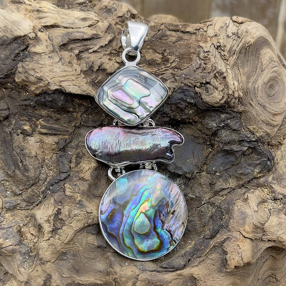 Abalone & Biwa Pearl Pendant