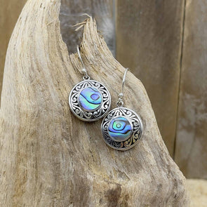 Abalone Filigree Disc Earrings