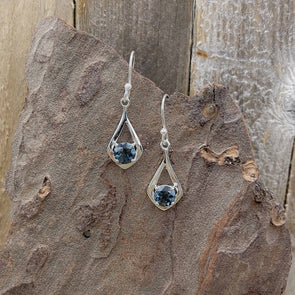 London Blue Solitaire Dangle Earrings